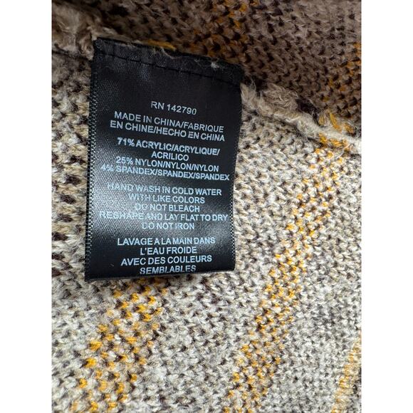 Vertigo Animal Print Open Front Cardigan Sweater Womens Medium Brown Beige - Picture 9 of 13